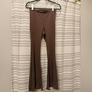 Aerie Ribbed Flared Leg Brown Leggings
